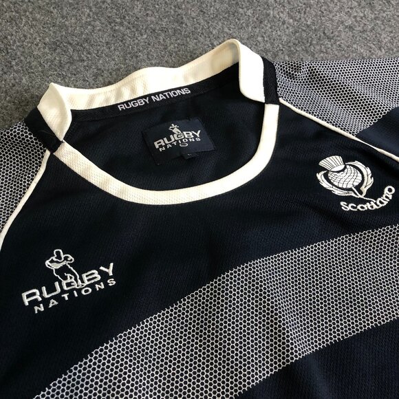 Rugby Nations Other - Rugby Nations Scotland Mens Large Blue Jersey Shirt Vintage Short Sleeve